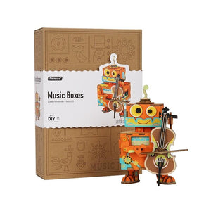 KingPuzzles DIY 3D Little Robot Permer Wooden Puzzle  Moveable Music Box    AMD53 (Little permer) - KingPuzzles | DIY 3D Wood & Metal Puzzles